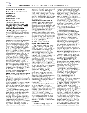 Proposed Rule for Taking and Importing Marine Mammals; Taking Marine Mammals Incidental to the U.S. Navy Training and Testing Activities in the Point Mugu Sea Range Study Area (July 2021)