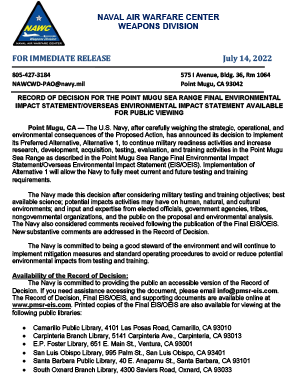 Record of Decision Press Release (July 2022)